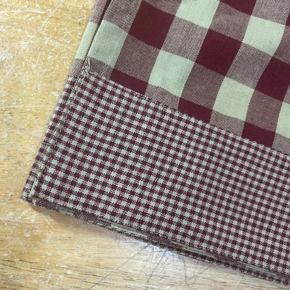 Park Designs Burgundy Tan Buffalo Check Gingham Valance 70x14 Rod Pocket